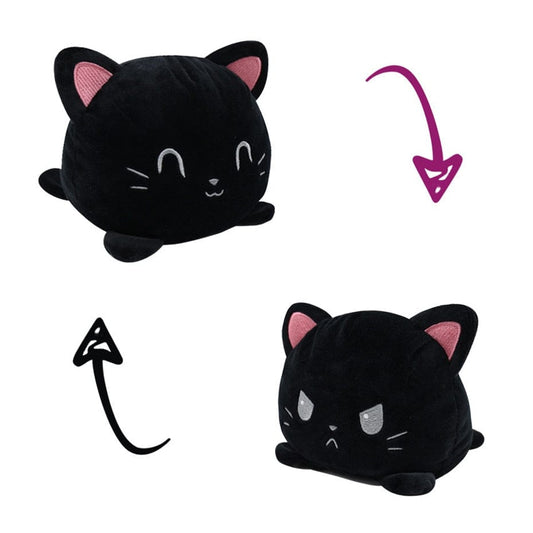 Buntes Wendbares Katzen Kuscheltier Schwarz