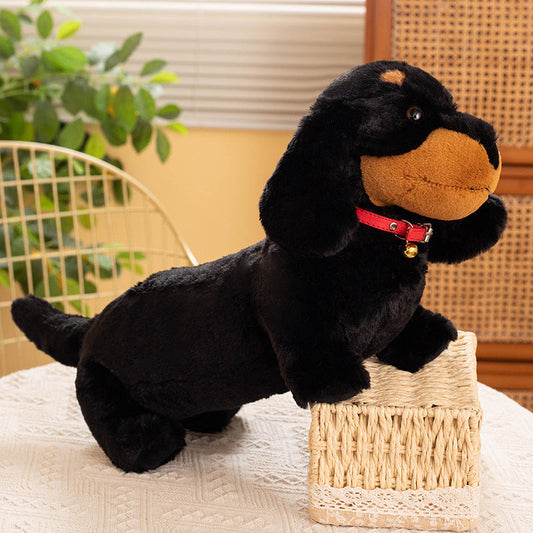 Dackel Kuscheltier Bunt Mit Rotem Halsband Schwarz