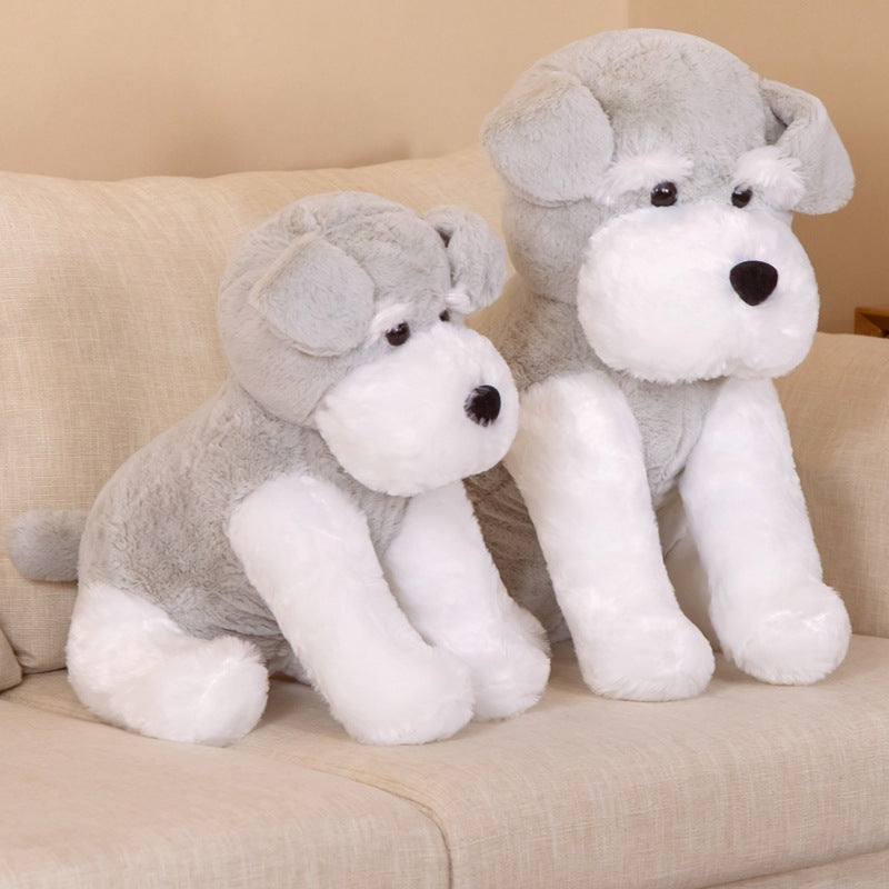 Hund Kuscheltier Sitzend Weiß Grau