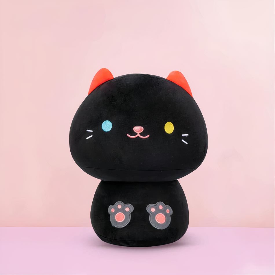 Schwarzes Katzen Kuschelkissen 35 cm Schwarz