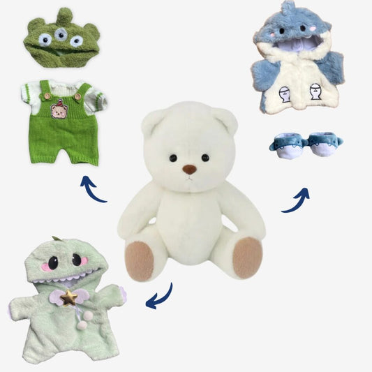 Alien Teddybär Grün Handgemacht Braun Komplettset
