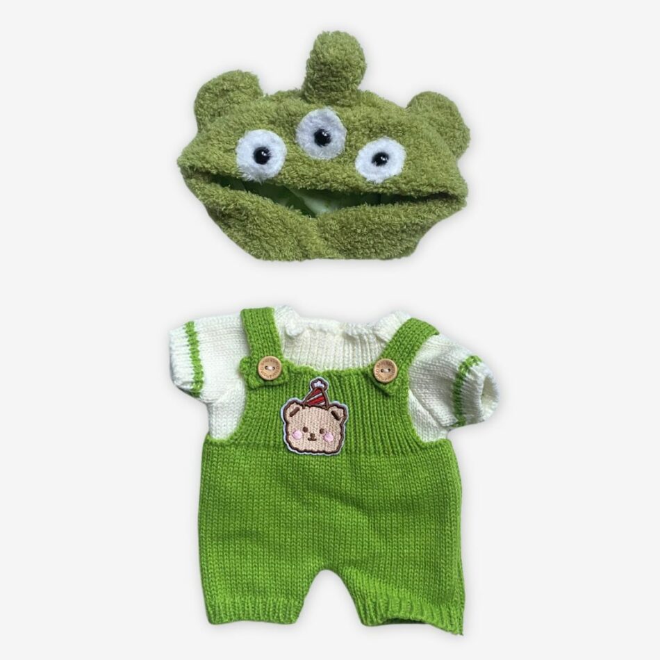 Alien Teddybär Grün Handgemacht Einzeln