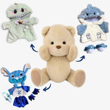 Bär Stitch Kuscheltier Set brauner Bär: Hai + Dino + Stitch