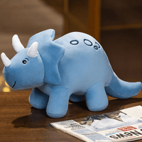 Blaues Dino Kuscheltier Mit Drei Hörnern 28 cm