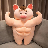 Braunes Bodybuilder Schwein Kuscheltier 70 cm