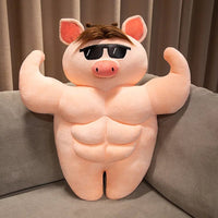 Braunes Muskel Schwein Kuscheltier Mit Brille 70 cm
