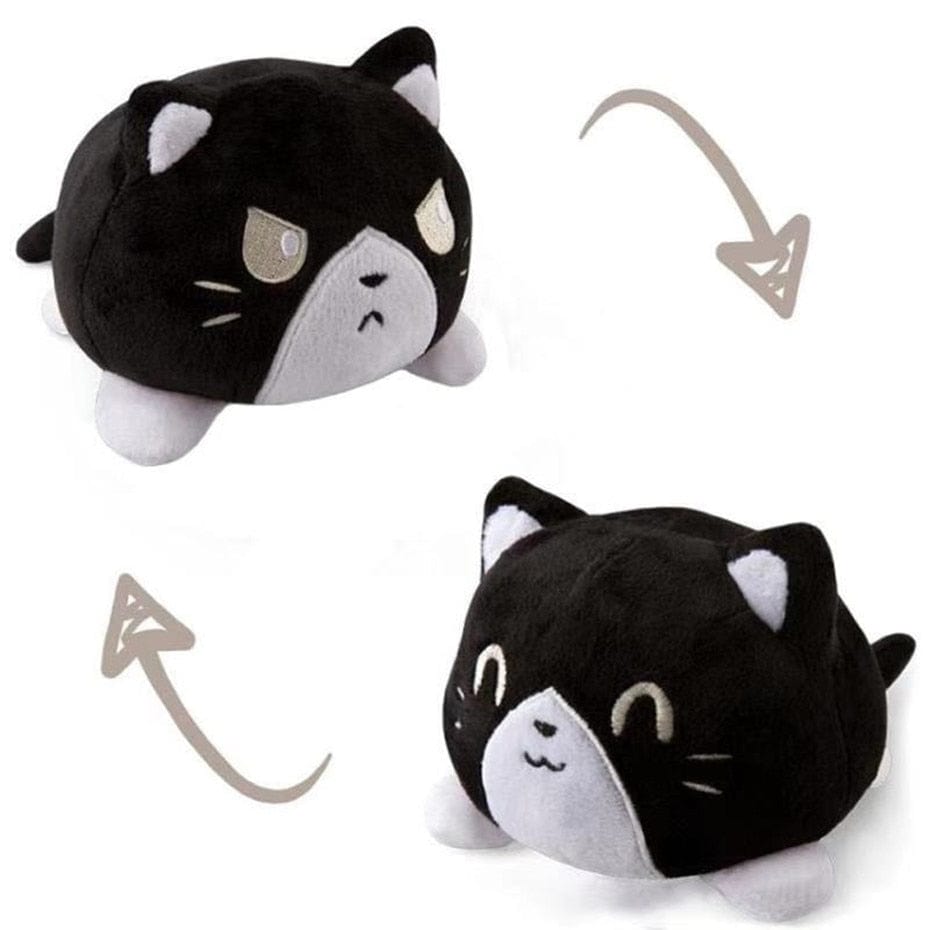 Buntes Wendbares Katzen Kuscheltier Schwarz/Weiß