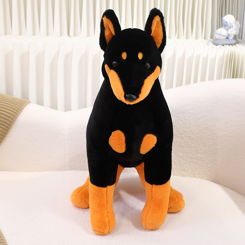 Dobermann Kuscheltier Sitzend Schwarz Braun 55 cm
