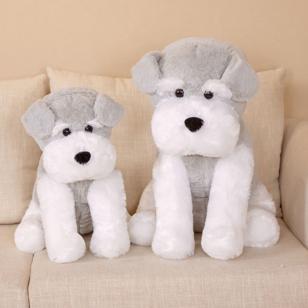Hund Kuscheltier Sitzend Weiß Grau