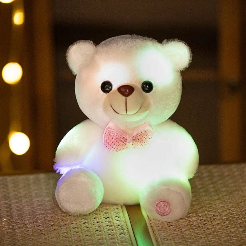 Leuchtender Teddybär Mit Fliege Weiß 20 cm