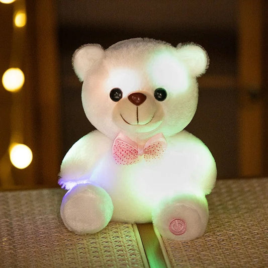 Leuchtender Teddybär Mit Fliege Weiß 20 cm