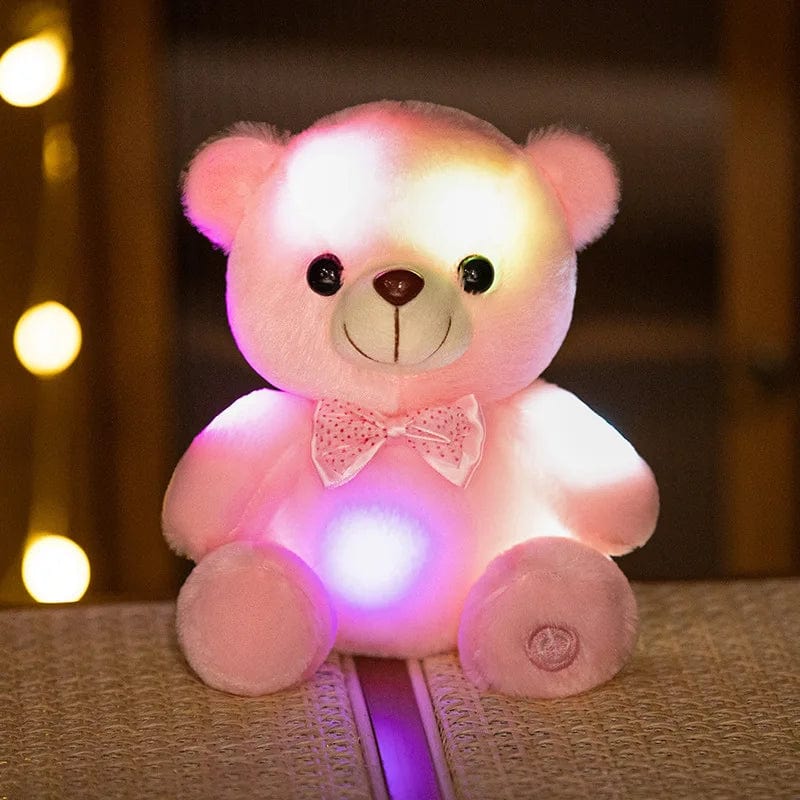 Leuchtender Teddybär Mit Fliege Rosa 20 cm