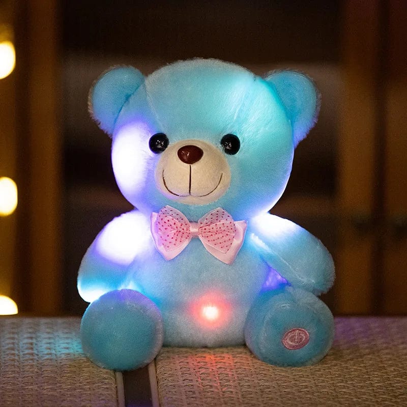 Leuchtender Teddybär Mit Fliege Blau 20 cm