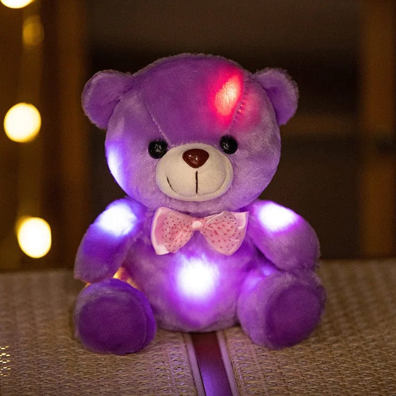 Leuchtender Teddybär Mit Fliege Lila 20 cm