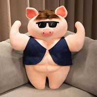 Muskel Schwein Kuscheltier Mit Brille Und Kleidung 70 cm