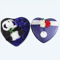 Panda Plüschtier In Herzbox Mit Blauen Rosen