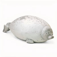 Robbe Plüschtier Kissen 80 cm Weiß