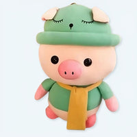 Schwein Kuscheltier In Grüner Kleidung 50 cm