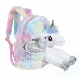Silberner Einhorn Plüschrucksack