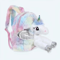Silberner Einhorn Plüschrucksack