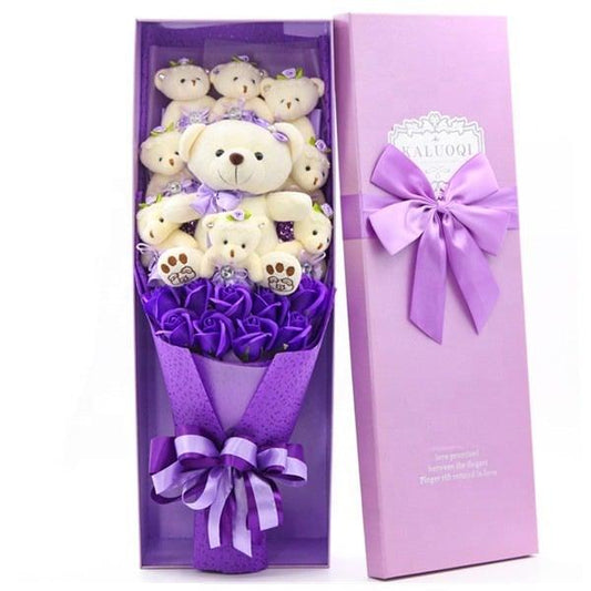 Teddybär Mit Blumenstrauß Geschenk