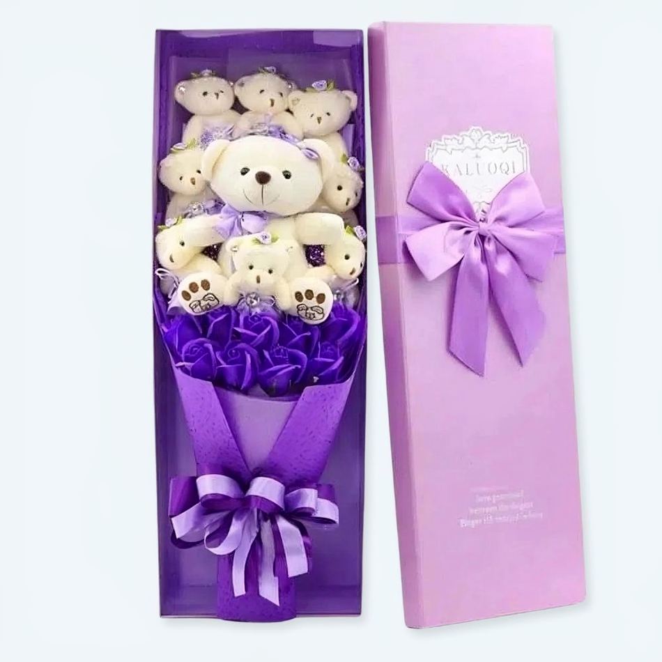 Teddybär Mit Blumenstrauß Geschenk