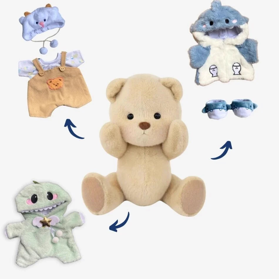 Teddybär Mit Brauner Latzhose Hase Set brauner Bär: Latzhose + Dino + Hai