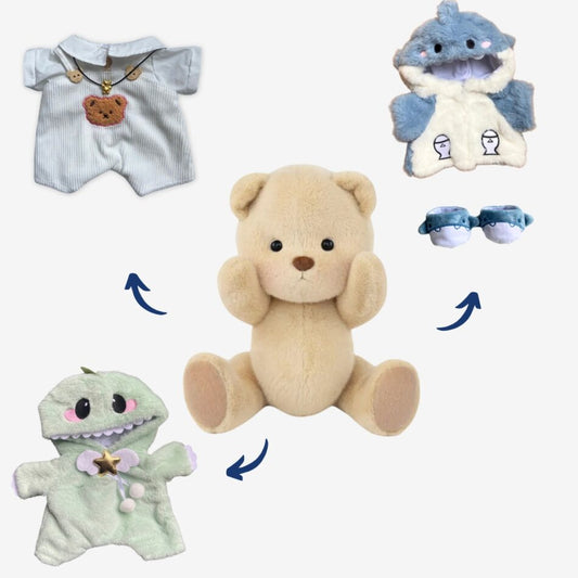 Weißer Teddybär Handgemacht Braun Komplettset
