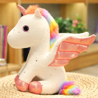 Weißes Einhorn Kuscheltier Mit Regenbogenmähne 30 cm